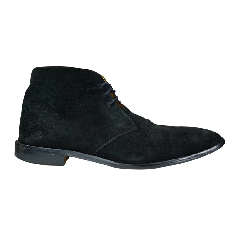 Carlos by Carlos Santana Chukka Boots sz 11 Men Black Suede Leather Lace Up READ